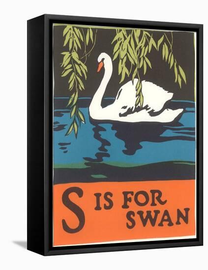 S is for Swan-null-Framed Stretched Canvas