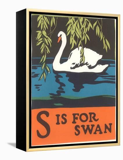 S is for Swan-null-Framed Stretched Canvas