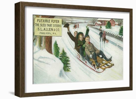 S L Allen & Co Flexible Flyer Sled - Philadelphia, PA-Lantern Press-Framed Art Print