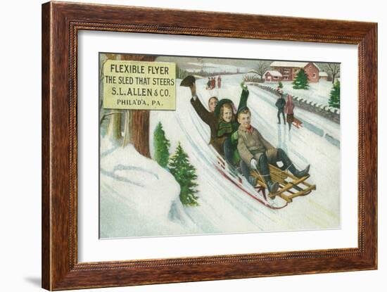 S L Allen & Co Flexible Flyer Sled - Philadelphia, PA-Lantern Press-Framed Art Print