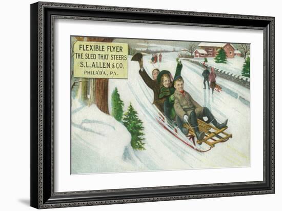 S L Allen & Co Flexible Flyer Sled - Philadelphia, PA-Lantern Press-Framed Art Print