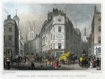 Cornhill and Lombard Street from Poultry, City of London, 1830-S Lacey-Giclee Print