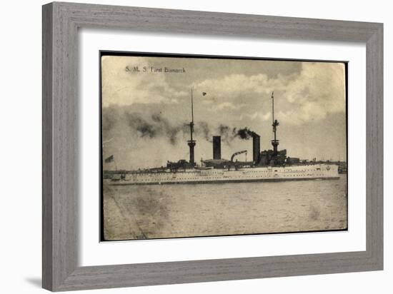 S.M.S. Fürst Bismarck, Kriegsschiff in Fahrt, Rauch-null-Framed Giclee Print