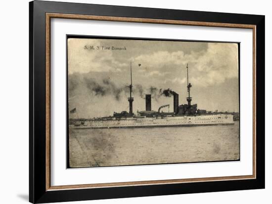 S.M.S. Fürst Bismarck, Kriegsschiff in Fahrt, Rauch-null-Framed Giclee Print