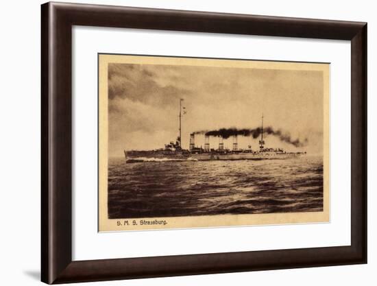 S.M.S. Strassburg, Kriegsschiff, Deutschland, Rauch-null-Framed Giclee Print