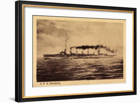 S.M.S. Strassburg, Kriegsschiff, Deutschland, Rauch-null-Framed Giclee Print