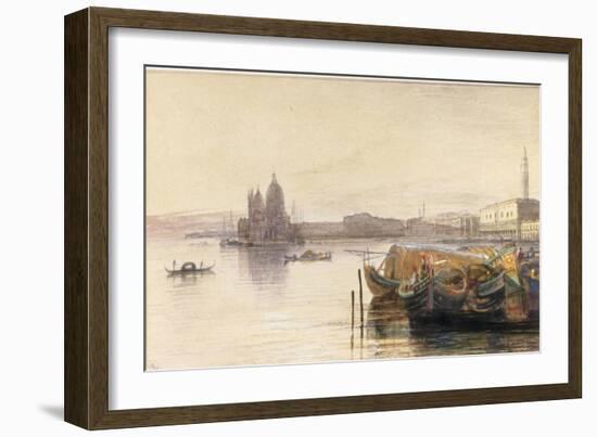 S. Maria della Salute & the Doge's Palace from across the Bacino at Sunset-Edward Lear-Framed Giclee Print