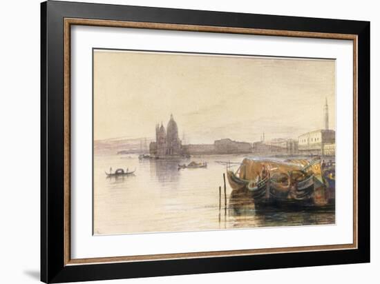 S. Maria della Salute & the Doge's Palace from across the Bacino at Sunset-Edward Lear-Framed Giclee Print