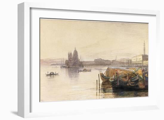 S. Maria della Salute & the Doge's Palace from across the Bacino at Sunset-Edward Lear-Framed Giclee Print