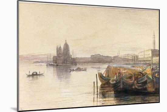 S. Maria della Salute & the Doge's Palace from across the Bacino at Sunset-Edward Lear-Mounted Giclee Print
