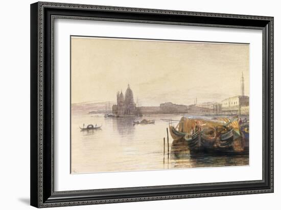 S. Maria della Salute & the Doge's Palace from across the Bacino at Sunset-Edward Lear-Framed Giclee Print