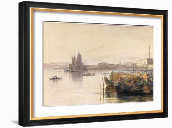 S. Maria della Salute & the Doge's Palace from across the Bacino at Sunset-Edward Lear-Framed Giclee Print