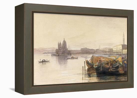 S. Maria della Salute & the Doge's Palace from across the Bacino at Sunset-Edward Lear-Framed Premier Image Canvas