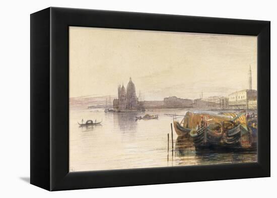 S. Maria della Salute & the Doge's Palace from across the Bacino at Sunset-Edward Lear-Framed Premier Image Canvas