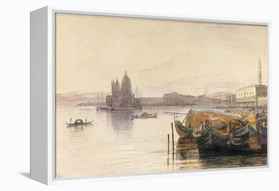 S. Maria della Salute & the Doge's Palace from across the Bacino at Sunset-Edward Lear-Framed Premier Image Canvas