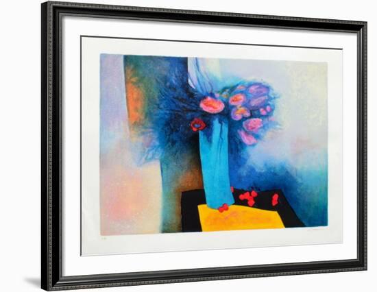 S - Roses And Blue-Claude Gaveau-Framed Limited Edition