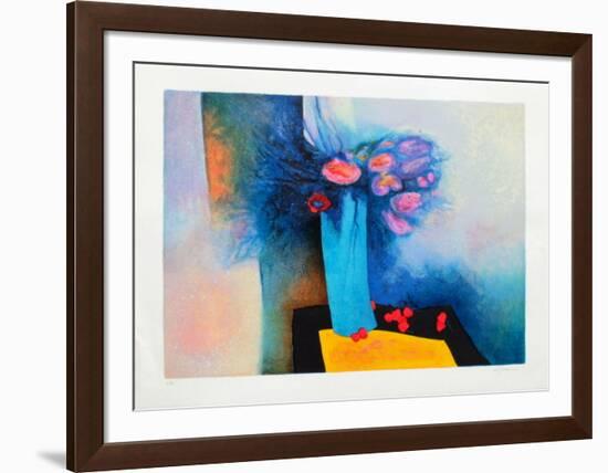 S - Roses And Blue-Claude Gaveau-Framed Limited Edition