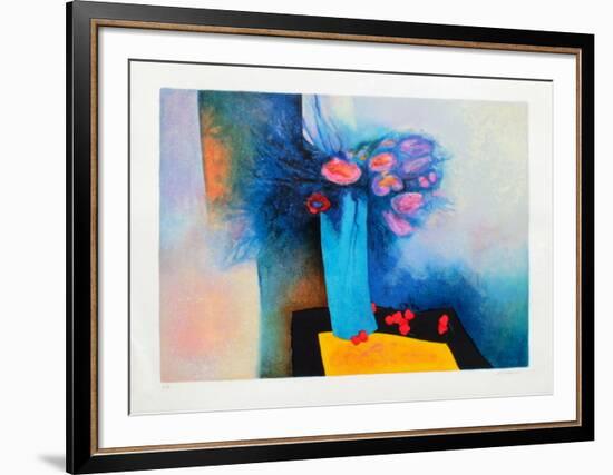 S - Roses And Blue-Claude Gaveau-Framed Limited Edition