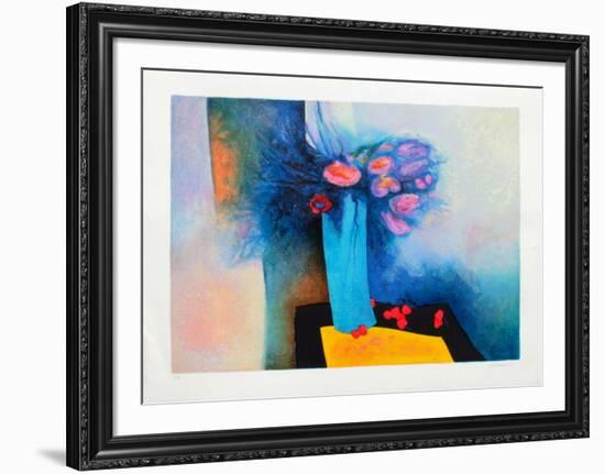 S - Roses And Blue-Claude Gaveau-Framed Limited Edition