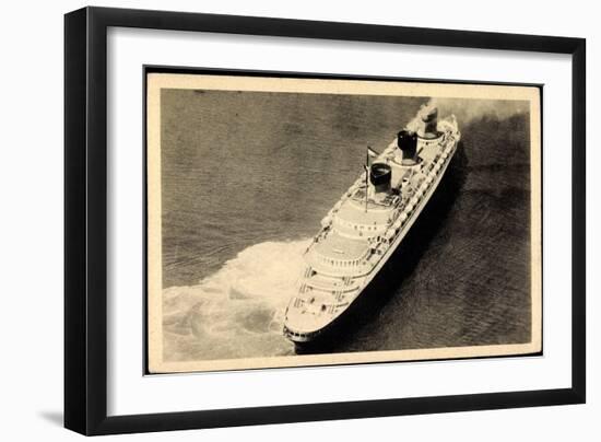 S.S. Normandie, Cgt, Fliegeraufnahme,Transatlantique-null-Framed Giclee Print