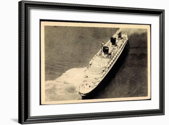 S.S. Normandie, Cgt, Fliegeraufnahme,Transatlantique-null-Framed Giclee Print