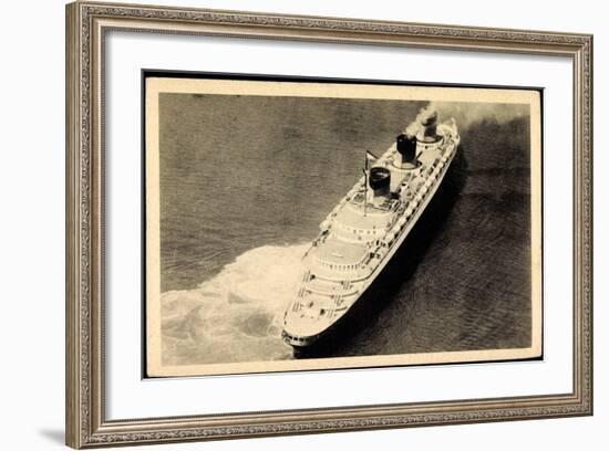 S.S. Normandie, Cgt, Fliegeraufnahme,Transatlantique-null-Framed Giclee Print