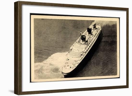 S.S. Normandie, Cgt, Fliegeraufnahme,Transatlantique-null-Framed Giclee Print