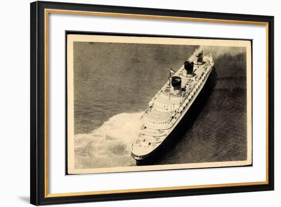 S.S. Normandie, Cgt, Fliegeraufnahme,Transatlantique-null-Framed Giclee Print