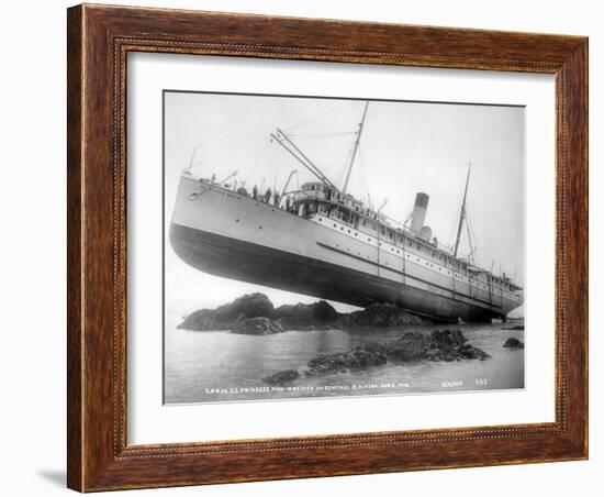 S.S. Princess May Wrecked on Sentinel Island, Alaska, August 5, 1910-null-Framed Photographic Print