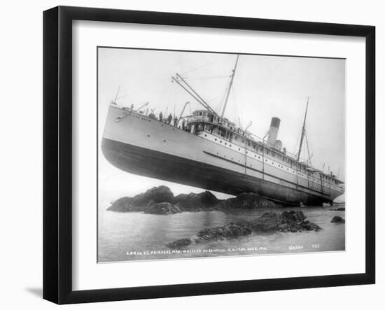 S.S. Princess May Wrecked on Sentinel Island, Alaska, August 5, 1910-null-Framed Photographic Print