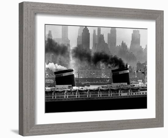 S.S. United States Sailing in New York Harbor-Andreas Feininger-Framed Photographic Print