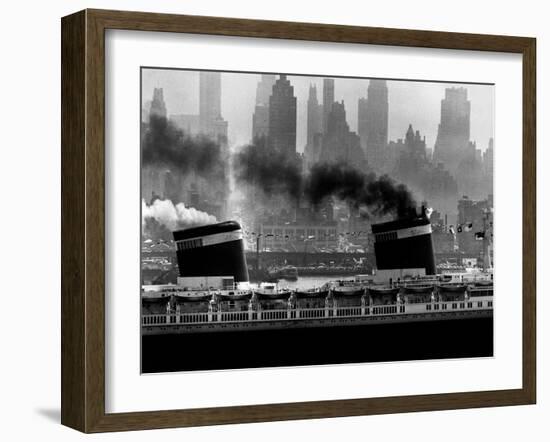 S.S. United States Sailing in New York Harbor-Andreas Feininger-Framed Photographic Print