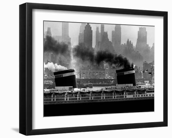 S.S. United States Sailing in New York Harbor-Andreas Feininger-Framed Photographic Print