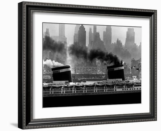 S.S. United States Sailing in New York Harbor-Andreas Feininger-Framed Photographic Print