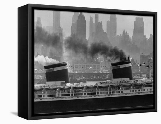 S.S. United States Sailing in New York Harbor-Andreas Feininger-Framed Premier Image Canvas