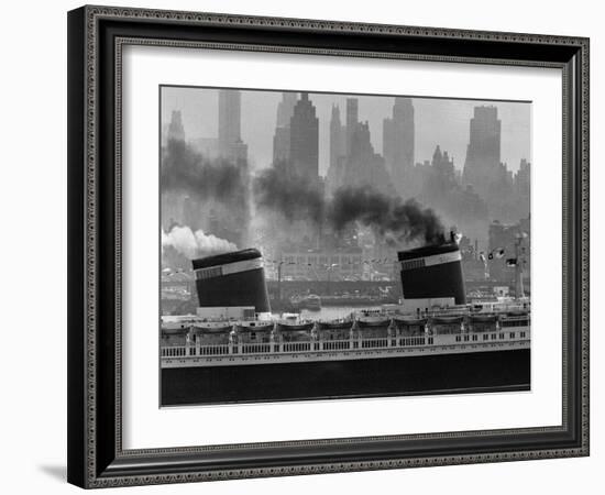 S.S. United States Sailing in New York Harbor-Andreas Feininger-Framed Photographic Print