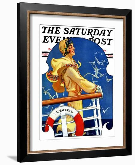 "S. S. Vacation," Saturday Evening Post Cover, July 20, 1929-Elbert Mcgran Jackson-Framed Giclee Print