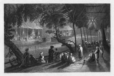 Cafes on a Branch of the Barrada River (The Ancient Pharpa), Damascus, Syria, 1841-S Smith-Giclee Print