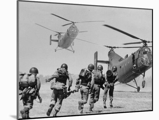 S. Vietnamese ARVN Paratroopers Running to Board 2 Ch 21 Shawnee Helicopters in Mekong Delta-Larry Burrows-Mounted Photographic Print