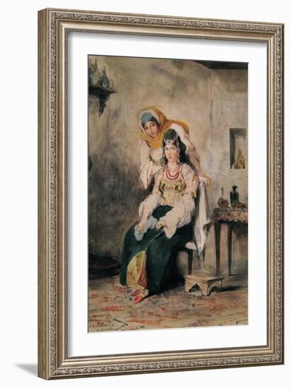 Saada, the Wife of Abraham Benchimol, and Préciada, One of their Daughters, 1832-Eugene Delacroix-Framed Art Print