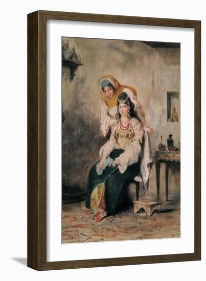 Saada, the Wife of Abraham Benchimol, and Préciada, One of their Daughters, 1832-Eugene Delacroix-Framed Art Print