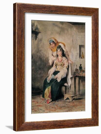 Saada, the Wife of Abraham Benchimol, and Préciada, One of their Daughters, 1832-Eugene Delacroix-Framed Art Print