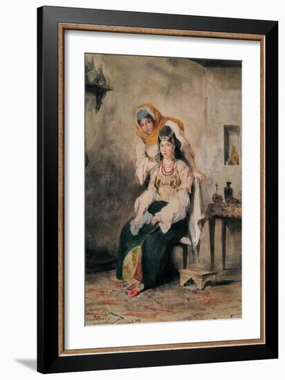 Saada, the Wife of Abraham Benchimol, and Préciada, One of their Daughters, 1832-Eugene Delacroix-Framed Art Print