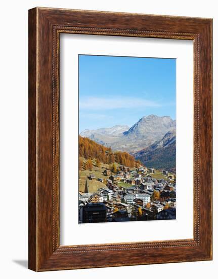Saas Fee resort in autumn, Valais, Swiss Alps, Switzerland, Europe-Christian Kober-Framed Photographic Print