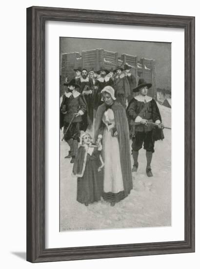 Sabbath-Day with the Pilgrim Fathers at their First Settlement in New Plymouth-William Henry Margetson-Framed Giclee Print