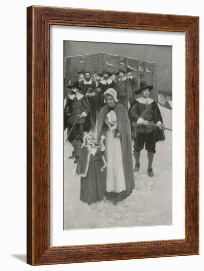 Sabbath-Day with the Pilgrim Fathers at their First Settlement in New Plymouth-William Henry Margetson-Framed Giclee Print