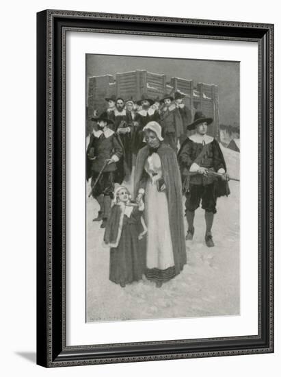 Sabbath-Day with the Pilgrim Fathers at their First Settlement in New Plymouth-William Henry Margetson-Framed Giclee Print