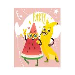 Cheerful Watermelon and Banana at Summer Party-sabelskaya-Art Print