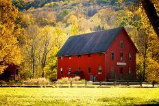 Red Barn and Autumn Foliage, Kent, Connecticut.-Sabine Jacobs-Photographic Print