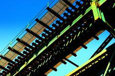 Rusty Subway Bridge Against Blue Sky from a Low Angle, Bronx, Ne-Sabine Jacobs-Photographic Print
